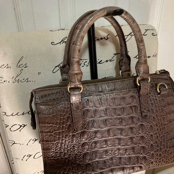 Brahmin Brown Crocodile Embossed Shoulder Bag - Picture 3 of 8